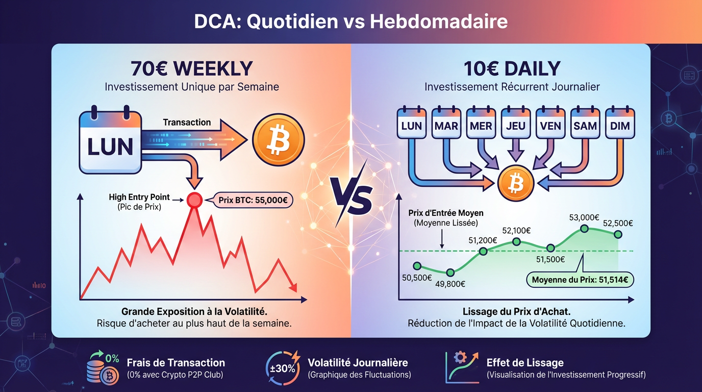 DCA en crypto : 70€ par semaine ou 10€ par jour ? La réponse définitive